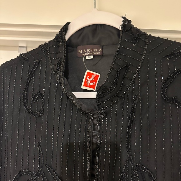 Vintage Never Worn Silk-Beaded Mandarin Collar Jacket 3X - Picture 4 of 8